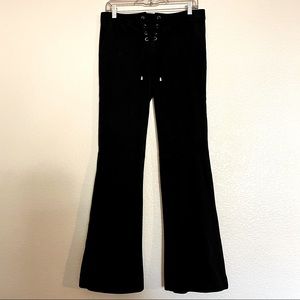 Forever 21 Black Suede Lace up Flare Pants